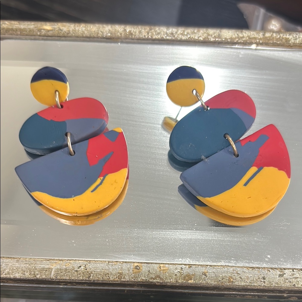 Colorful Abstract Earrings Plunder Primary Clay Earrings